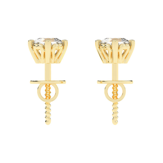 Elegant 925 Silver  18K Gold Plated 4mm Cushion Cut Solitaire Stud Earrings