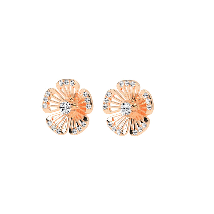 0.75Ct Round Shape Yellow Gold Fancy Studs Earrings