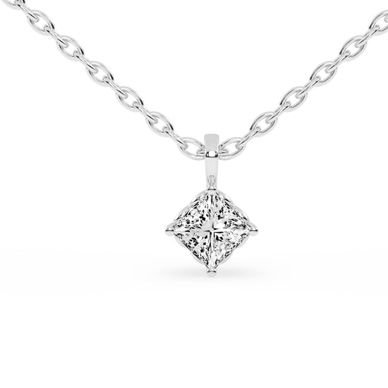 1Ct Princess Shape Yellow Gold Solitaire Pendants