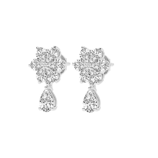 3.25Ct Pear Shape Gold Fancy Studs Earrings