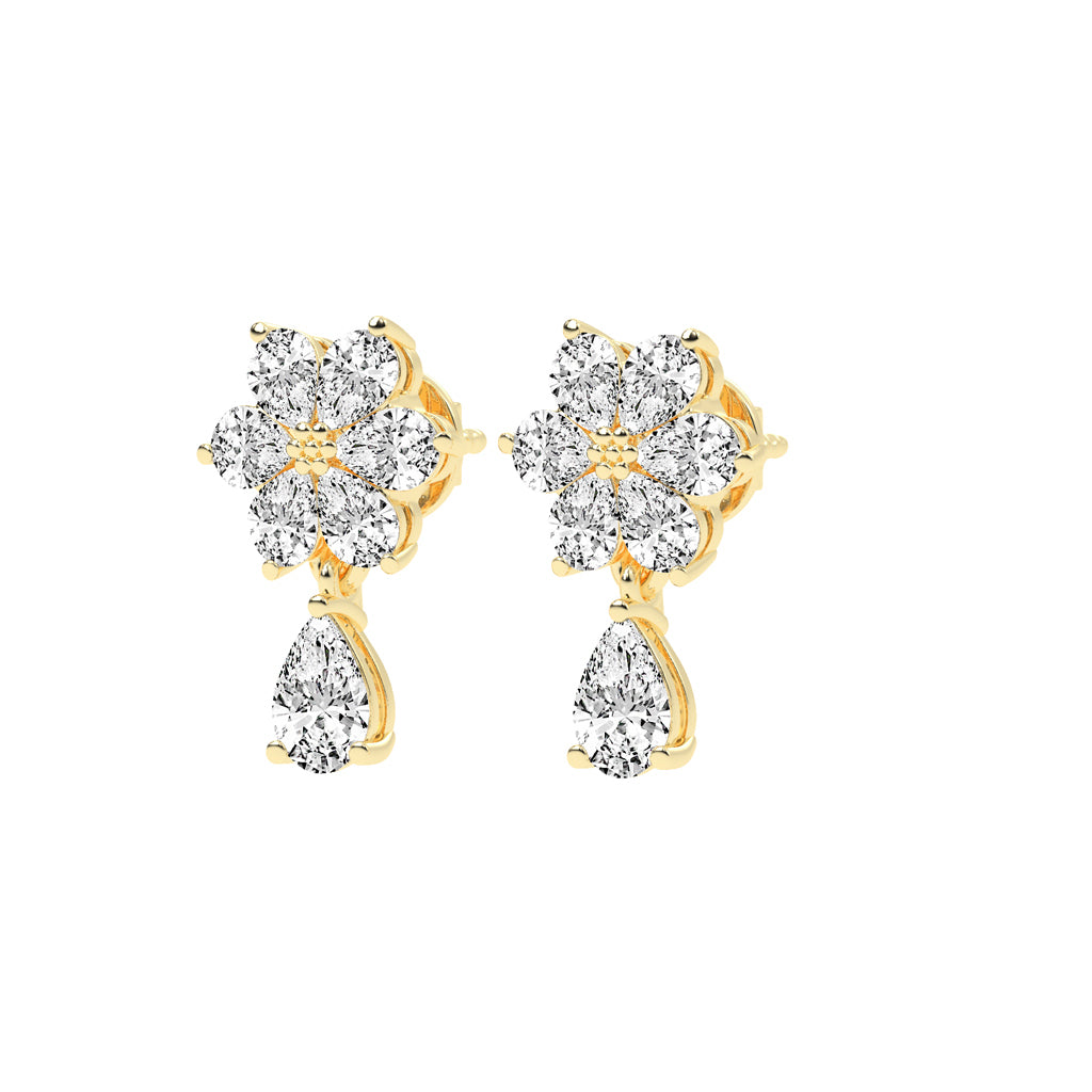 3.25Ct Pear Shape Gold Fancy Studs Earrings