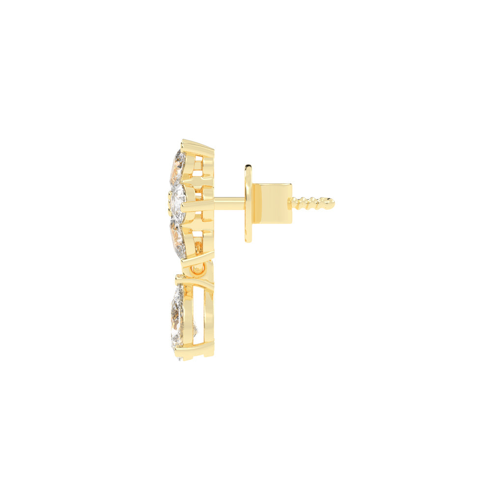 3.25Ct Pear Shape Gold Fancy Studs Earrings