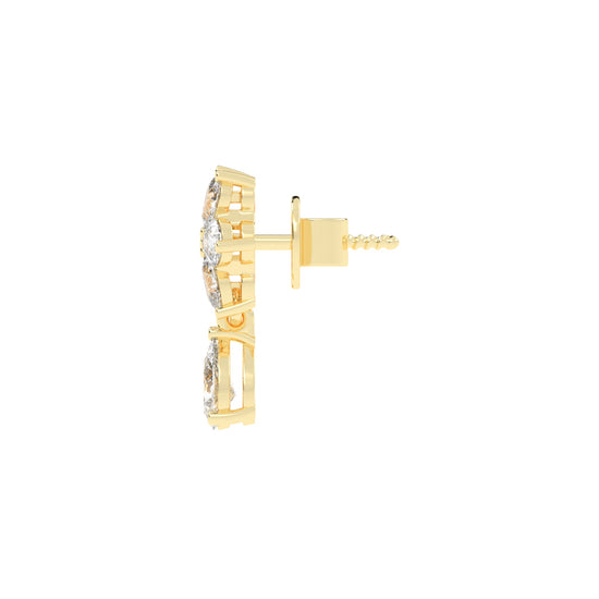 3.25Ct Pear Shape Gold Fancy Studs Earrings