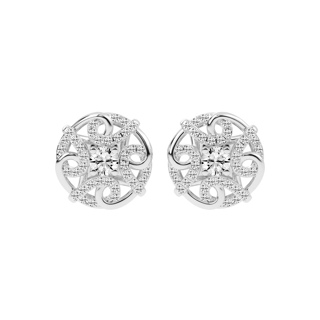 0.5Ct Round Shape Gold Fancy Studs Earrings