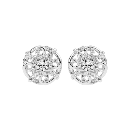 0.5Ct Round Shape Gold Fancy Studs Earrings