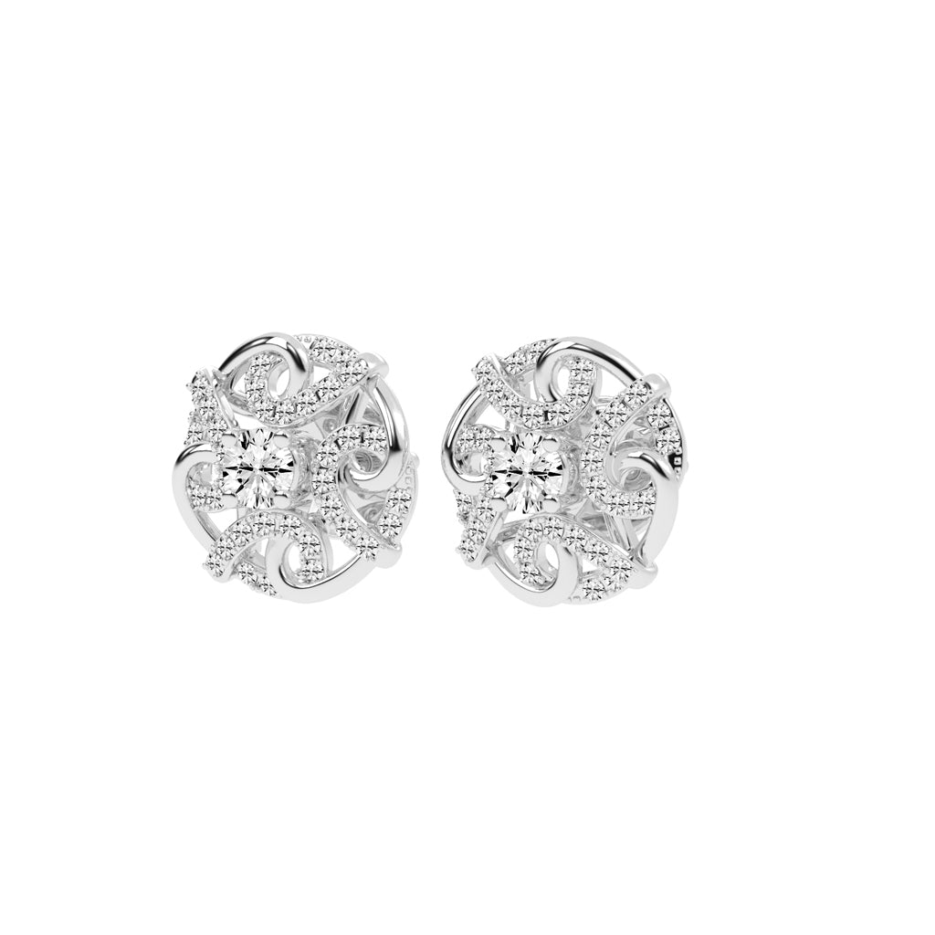 0.5Ct Round Shape Gold Fancy Studs Earrings