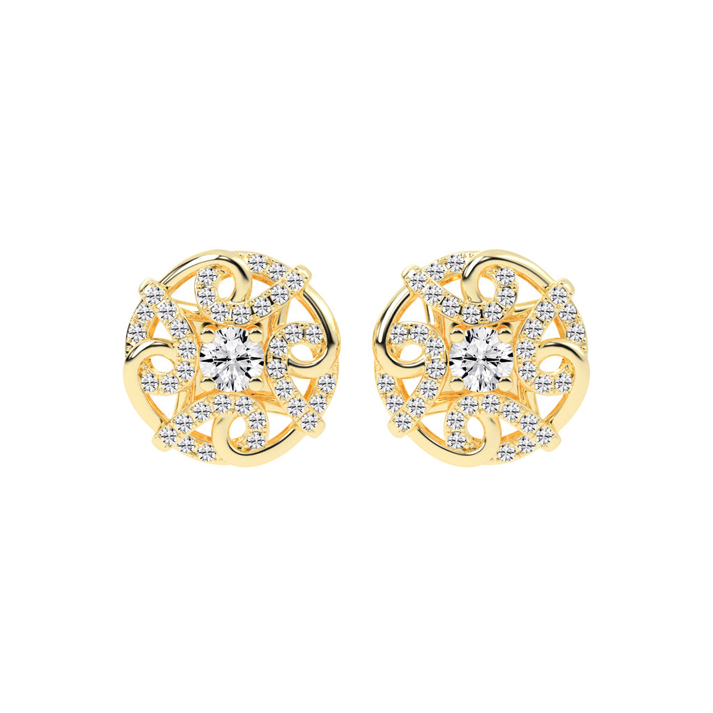 0.5Ct Round Shape Gold Fancy Studs Earrings