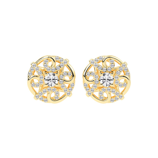 0.5Ct Round Shape Gold Fancy Studs Earrings