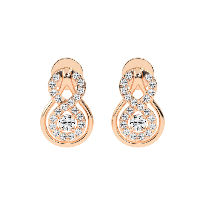 0.5Ct Round Shape Rose Gold Fancy Studs Earrings