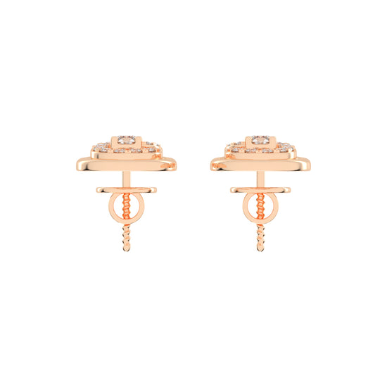 0.5Ct Round Shape Rose Gold Fancy Studs Earrings