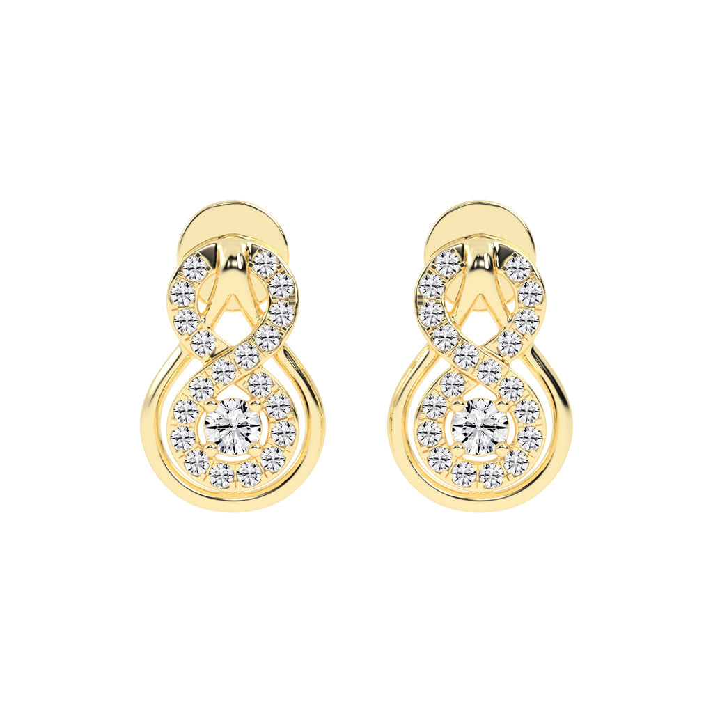 0.5Ct Round Shape Rose Gold Fancy Studs Earrings