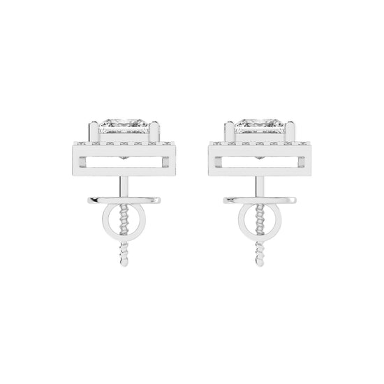 2.75Ct Princess Shape Rose Gold Halo Studs Earrings