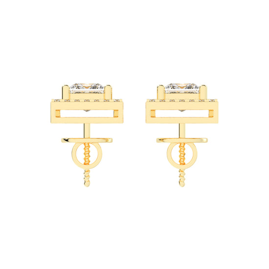 2.75Ct Princess Shape Rose Gold Halo Studs Earrings