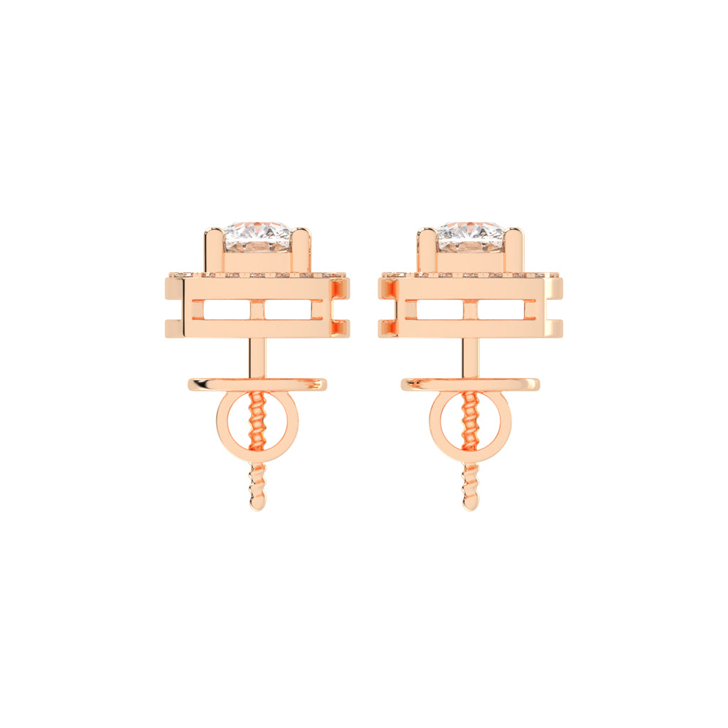 2.25Ct Cushion Shape Rose Gold Halo Studs Earrings