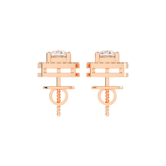 2.25Ct Cushion Shape Rose Gold Halo Studs Earrings
