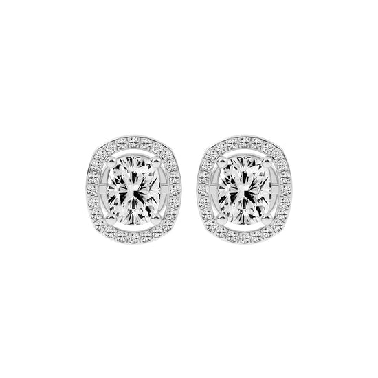 2.25Ct Cushion Shape Rose Gold Halo Studs Earrings