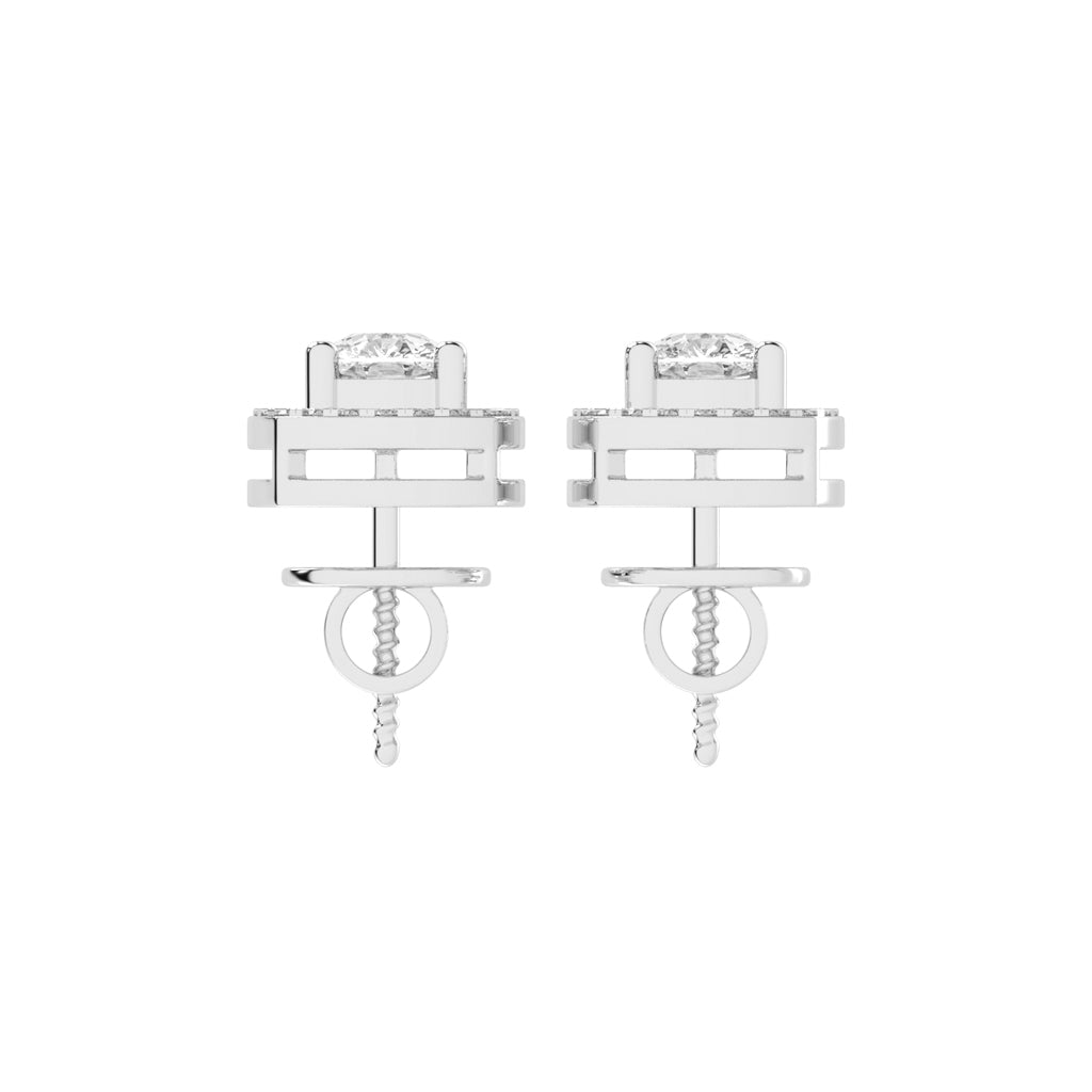 2.25Ct Cushion Shape Rose Gold Halo Studs Earrings