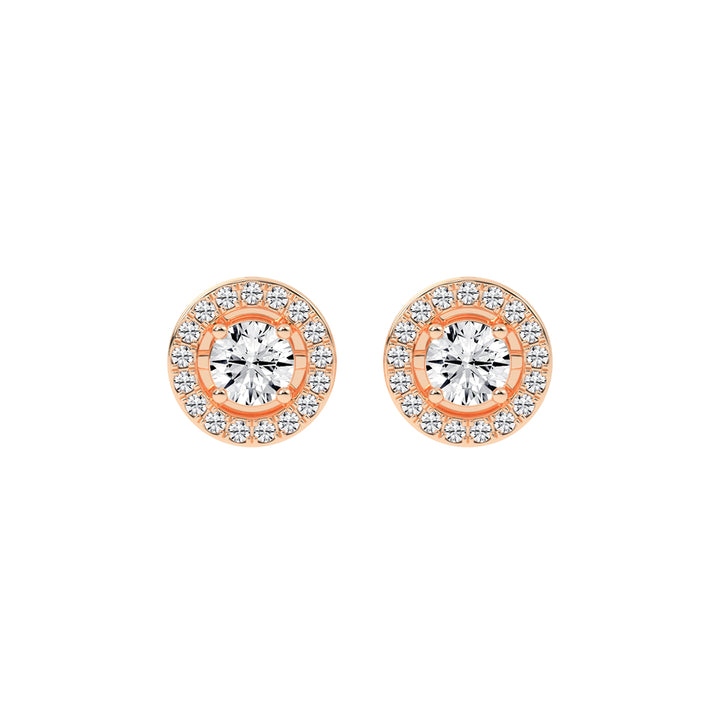 0.5Ct Round Shape Gold Halo Studs Earrings