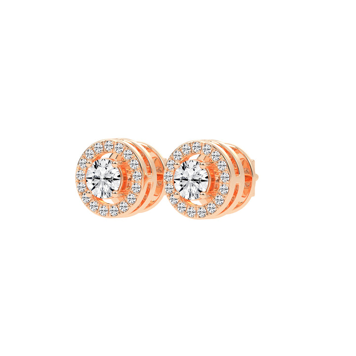0.5Ct Round Shape Gold Halo Studs Earrings