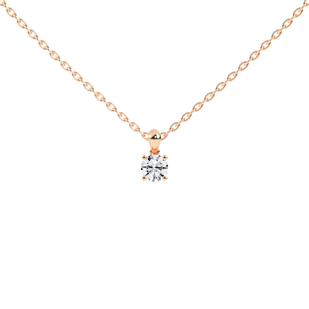 1Ct Round Shape Gold Solitaire Pendants