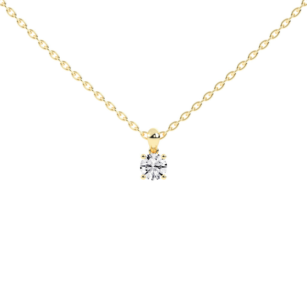 1Ct Round Shape Gold Solitaire Pendants