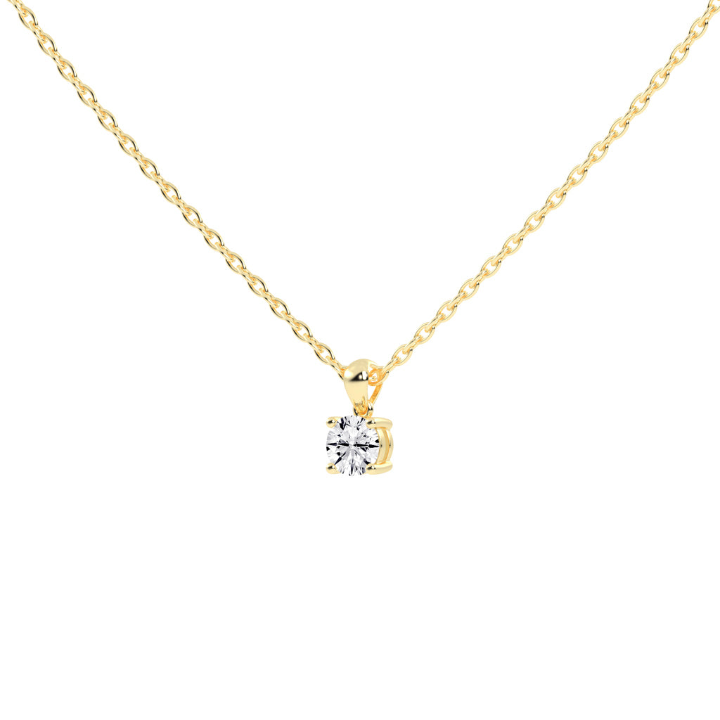 1Ct Round Shape Gold Solitaire Pendants
