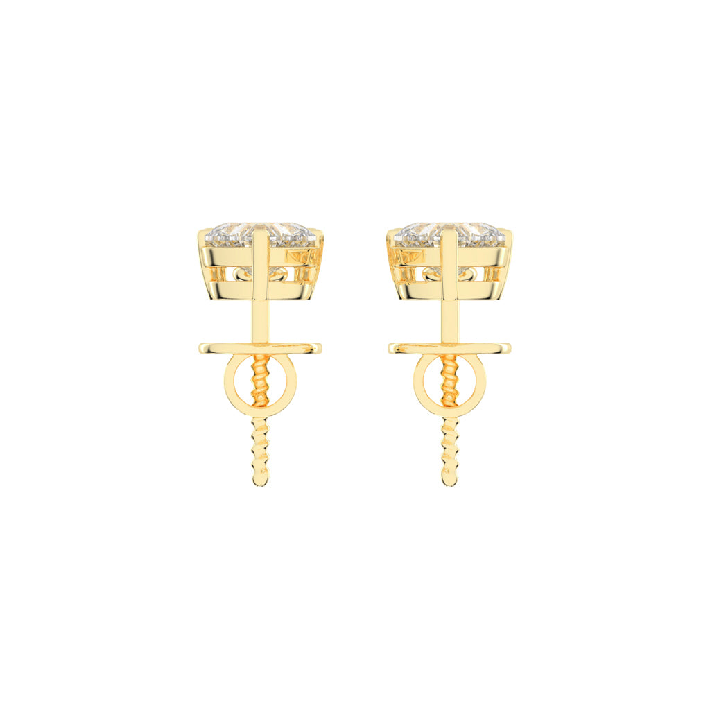 2Ct Round Shape Yellow Gold Solitaire Studs Earrings