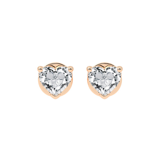 Rosé Romance Heart-Cut Diamond Stud Earrings