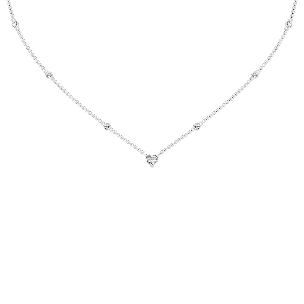 Sweetheart Sparkle Heart & Diamond Pendant Necklace