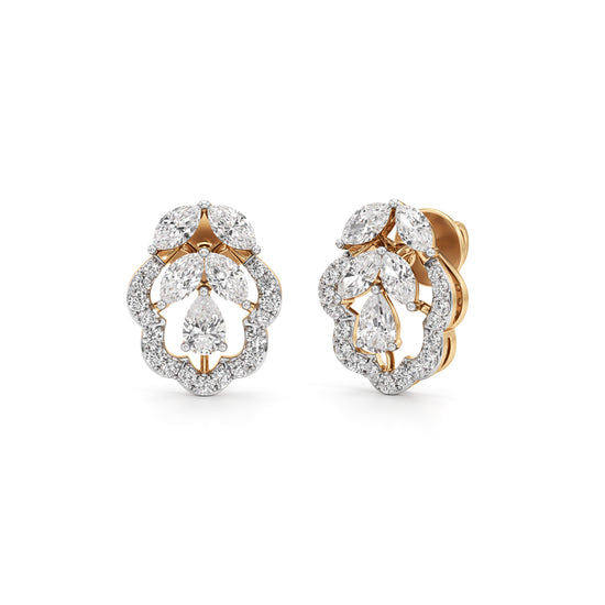 Diamond Floral Bloom Stud Earrings