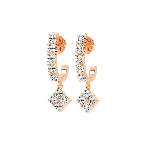 2Ct Round Shape Rose Gold Hoops Earrings