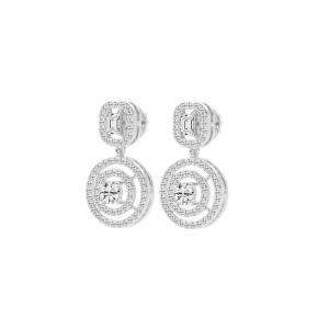 2Ct Round Shape Yellow Gold Dangles Earrings