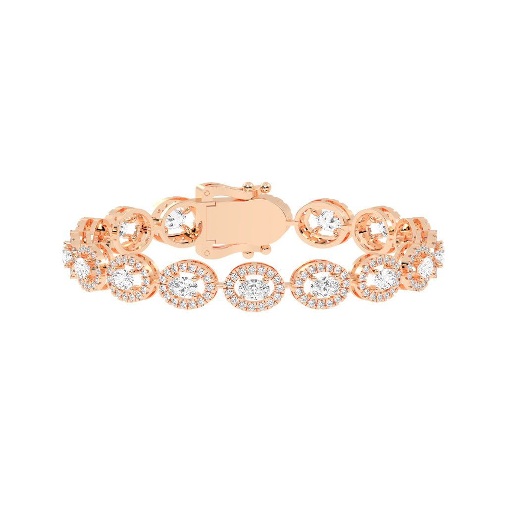 Elegant Red Stone Halo Gold Bracelet