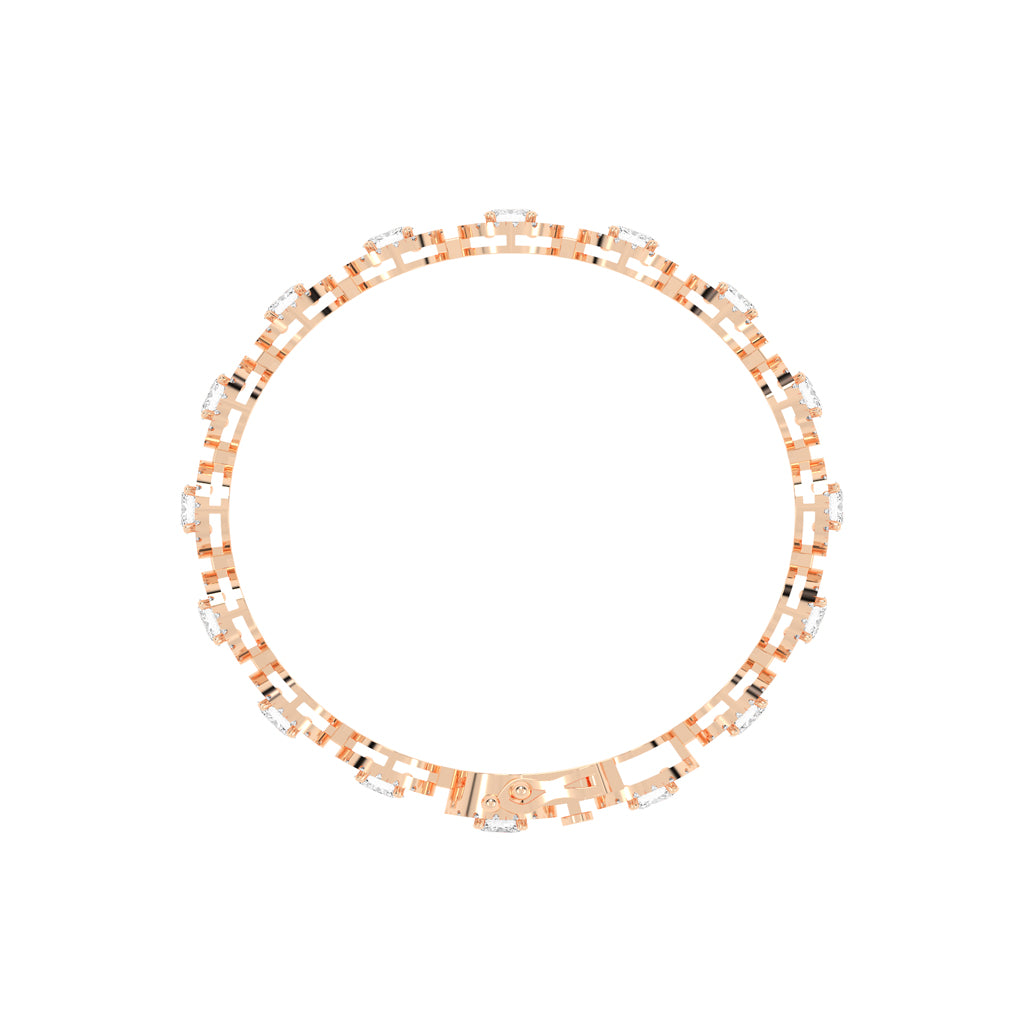 Elegant Red Stone Halo Gold Bracelet
