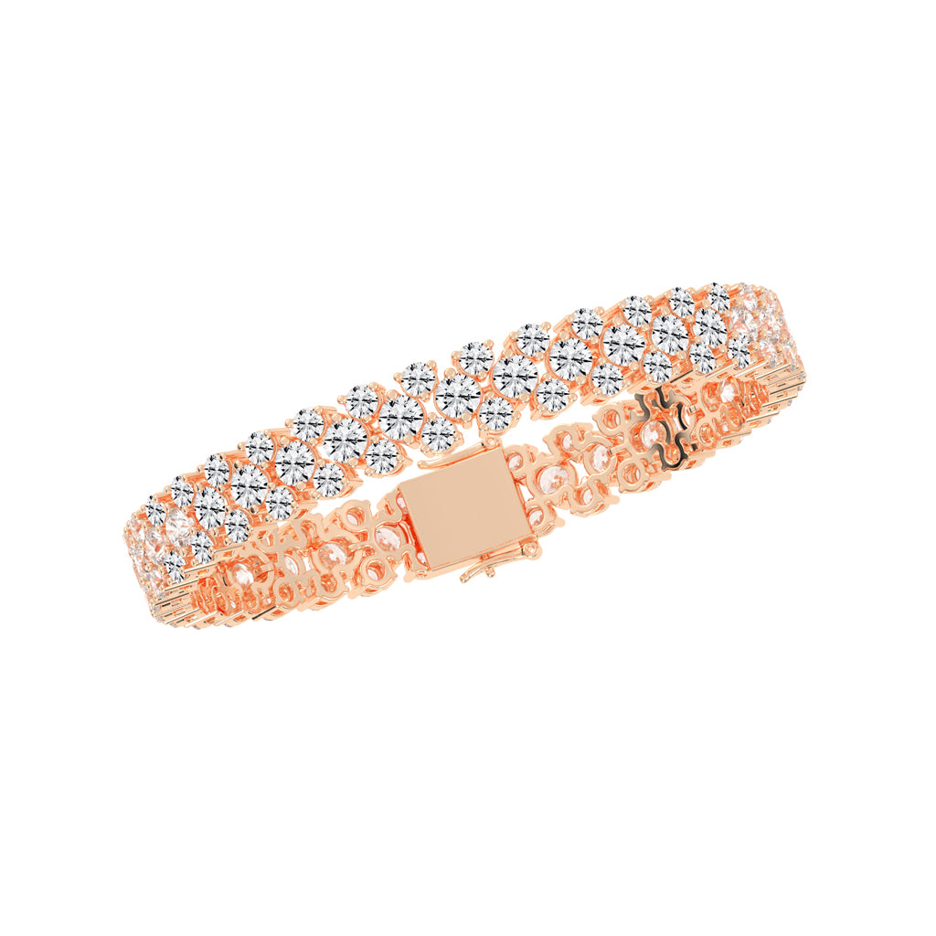 Brio Three Row Round Cut Fancy Lab Diamond Bracelet