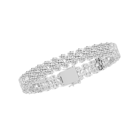 Brio Three Row Round Cut Fancy Lab Diamond Bracelet