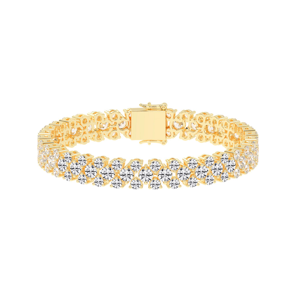 Brio Three Row Round Cut Fancy Lab Diamond Bracelet