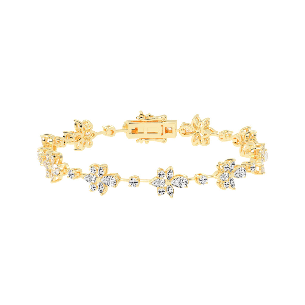 Lina Flower Style Pear Cut Fancy Lab Diamond Bracelet