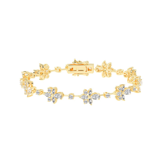 Lina Flower Style Pear Cut Fancy Lab Diamond Bracelet