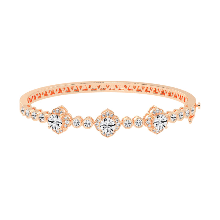 Oria Floral Round Cut Kada Lab Diamond Bracelet