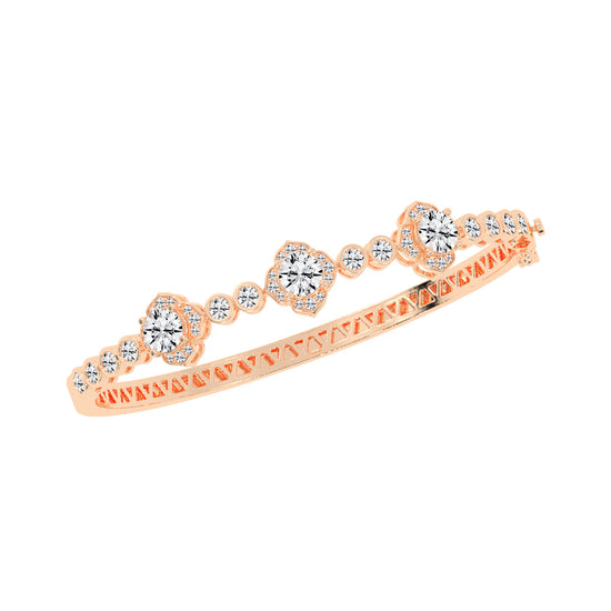 Oria Floral Round Cut Kada Lab Diamond Bracelet
