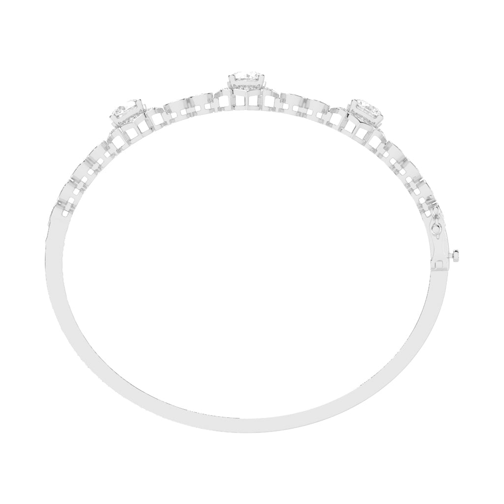 Oria Floral Round Cut Kada Lab Diamond Bracelet