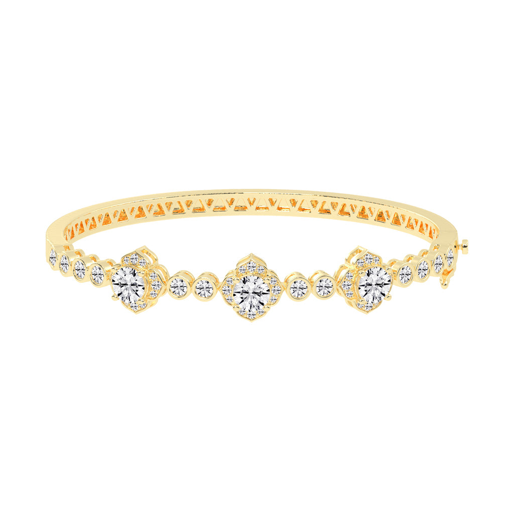 Oria Floral Round Cut Kada Lab Diamond Bracelet