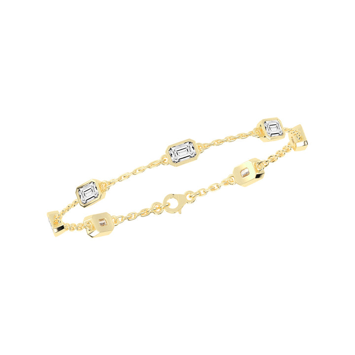 Isola Emerald Cut Link Chain Lab Diamond Bracelet