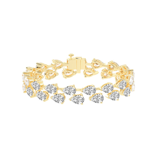Galya Two Row Pear Cut Fancy Lab Diamond Bracelet