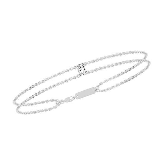 Infinity Charm Emerald Cut Delicate Lab Diamond Bracelet