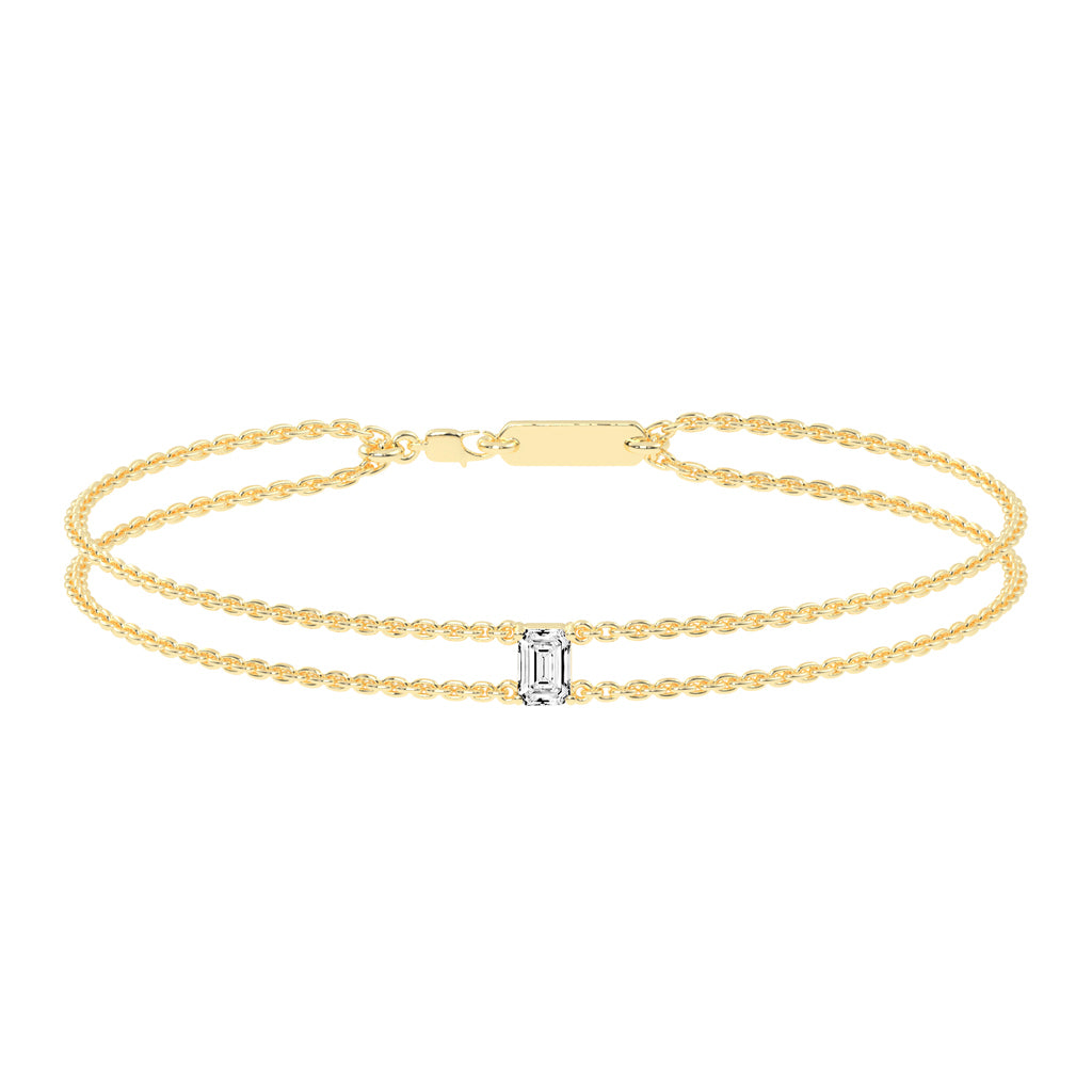 Infinity Charm Emerald Cut Delicate Lab Diamond Bracelet