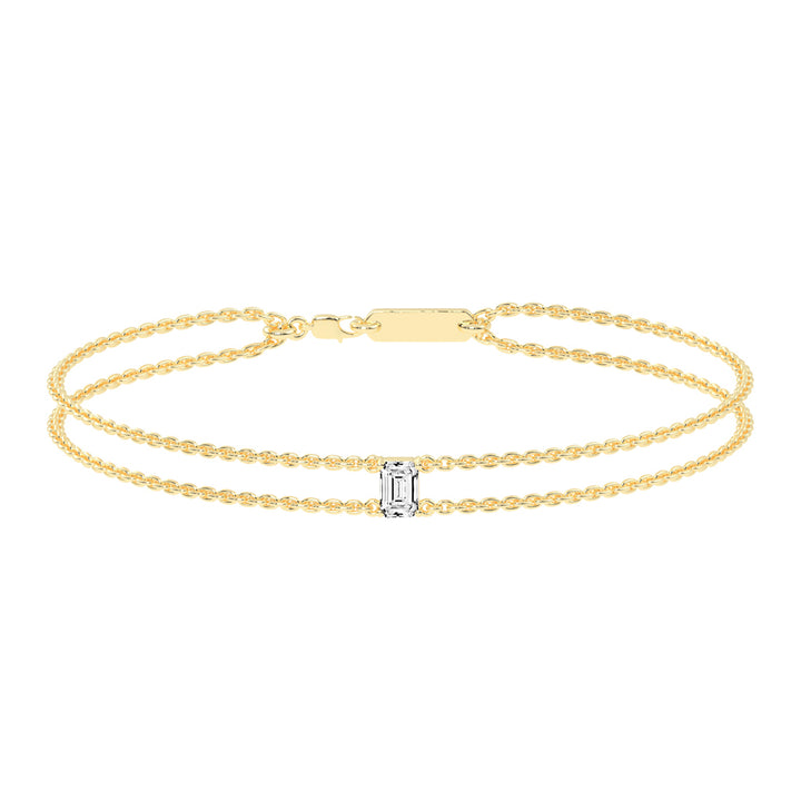 Infinity Charm Emerald Cut Delicate Lab Diamond Bracelet