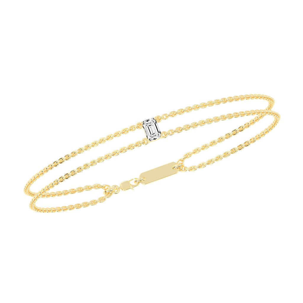 Infinity Charm Emerald Cut Delicate Lab Diamond Bracelet
