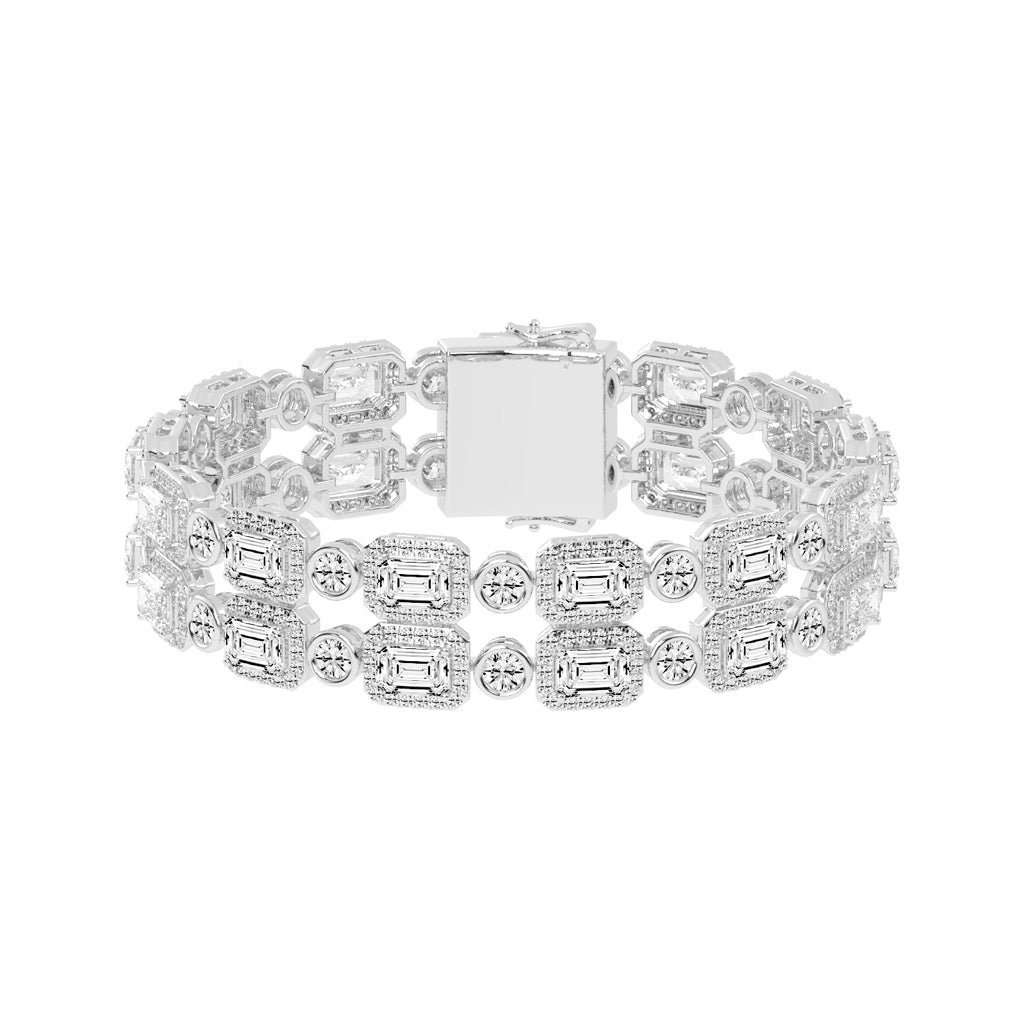 Avelis Double Emerald Cut Fancy Lab Diamond Bracelet